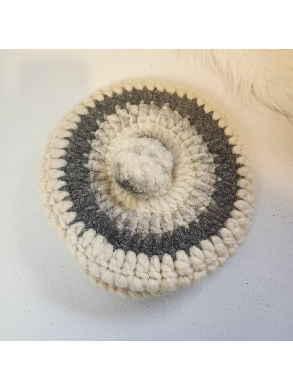 Handmade Vintage Wool Beige Beanie Winter Hat Touque Beret Womens Cowichan 90s - Picture 2 of 7